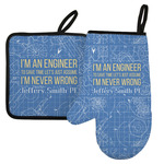 Engineer Quotes Left Oven Mitt & Pot Holder Set w/ Name or Text