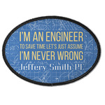 Engineer Quotes Iron On Oval Patch w/ Name or Text