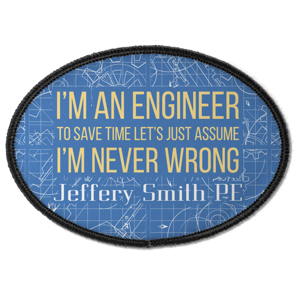 Custom Engineer Quotes Iron On Oval Patch w/ Name or Text