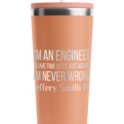 Engineer Quotes RTIC Everyday Tumbler with Straw - 28oz - Peach - Single-Sided (Personalized)