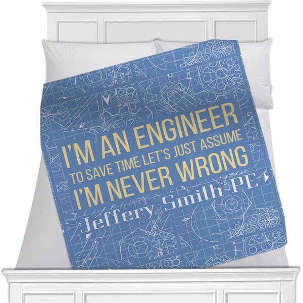 Custom Engineer Quotes Minky Blanket - 40"x30" - Single Sided (Personalized)