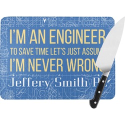 Engineer Quotes Rectangular Glass Cutting Board (Personalized)