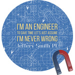 Engineer Quotes Round Fridge Magnet (Personalized)
