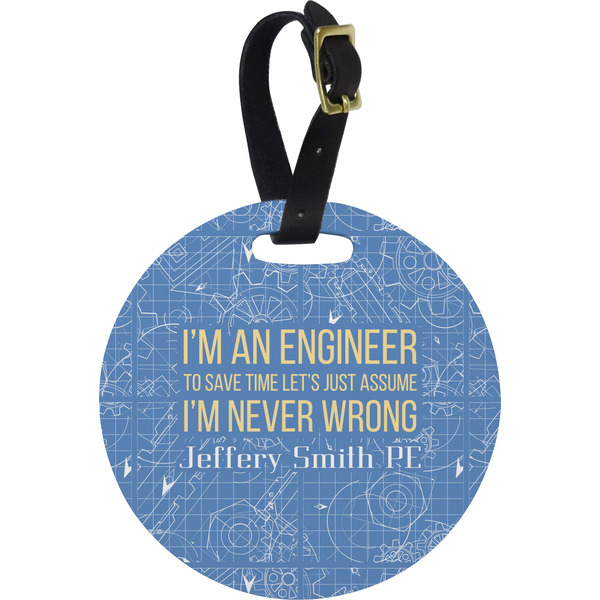 Custom Engineer Quotes Plastic Luggage Tag - Round (Personalized)