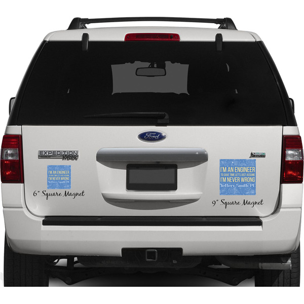 Engineer Quotes Personalized Square Car Magnets on Ford Explorer