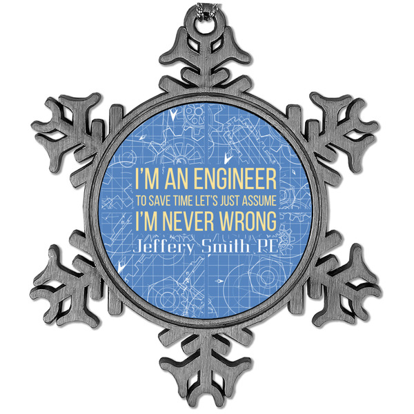 Custom Engineer Quotes Vintage Snowflake Ornament (Personalized)