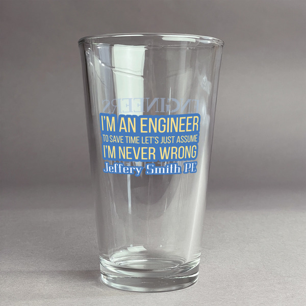Custom Engineer Quotes Pint Glass - Full Color Logo (Personalized)