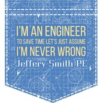 Engineer Quotes Iron On Faux Pocket (Personalized)