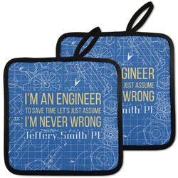 Engineer Quotes Pot Holders - Set of 2 w/ Name or Text