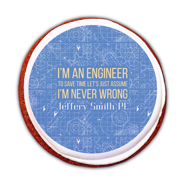 Engineer Quotes Printed Icing Circle - Medium - On Cookie