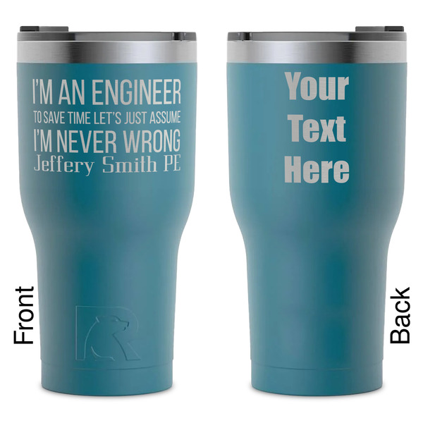 Custom Engineer Quotes RTIC Tumbler - Dark Teal - Laser Engraved - Double-Sided (Personalized)