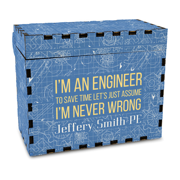Custom Engineer Quotes Wood Recipe Box - Full Color Print (Personalized)