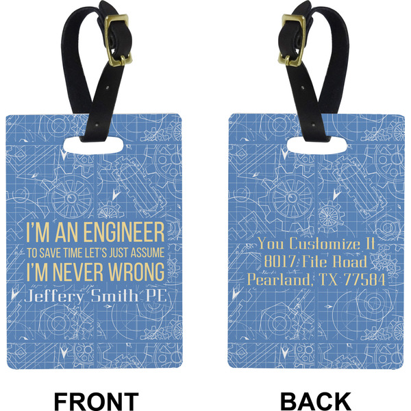 Engineer Quotes Rectangle Luggage Tag (Front + Back)