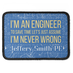Engineer Quotes Iron On Rectangle Patch w/ Name or Text