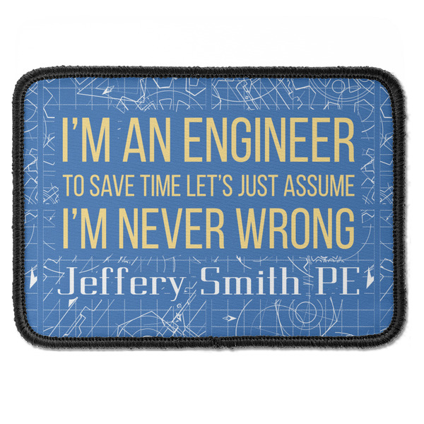 Custom Engineer Quotes Iron On Rectangle Patch w/ Name or Text