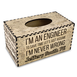 Engineer Quotes Wood Tissue Box Cover - Rectangle (Personalized)