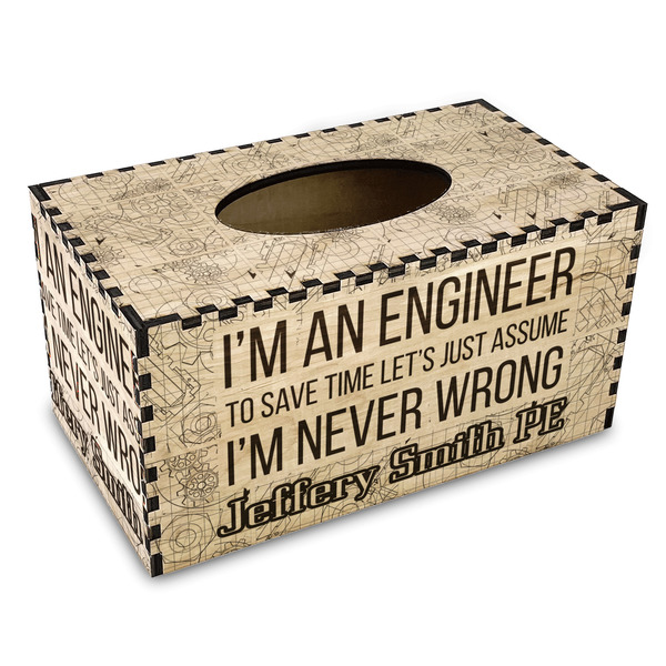 Custom Engineer Quotes Wood Tissue Box Cover - Rectangle (Personalized)