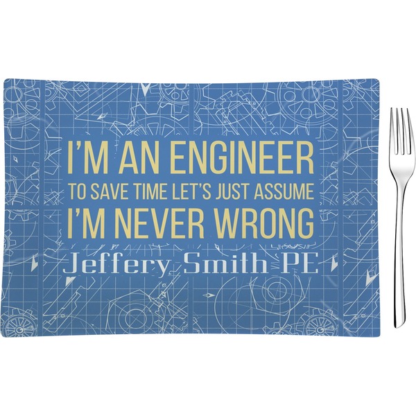 Custom Engineer Quotes Rectangular Glass Appetizer / Dessert Plate - Single or Set (Personalized)