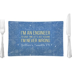 Engineer Quotes Rectangular Glass Lunch / Dinner Plate - Single or Set (Personalized)