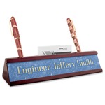 Engineer Quotes Red Mahogany Nameplate with Business Card Holder (Personalized)
