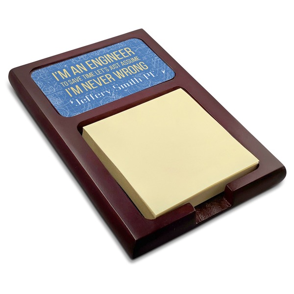Custom Engineer Quotes Red Mahogany Sticky Note Holder (Personalized)