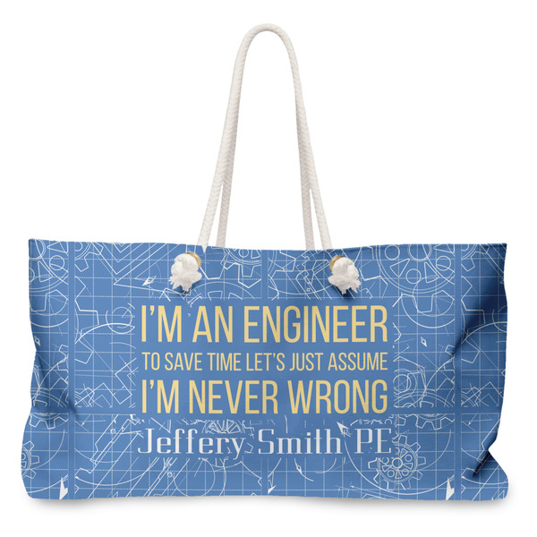 Custom Engineer Quotes Large Tote Bag with Rope Handles (Personalized)