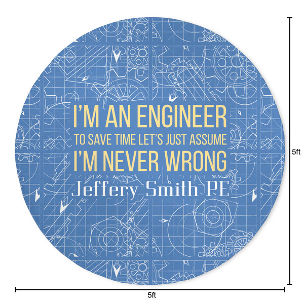 Engineer Quotes Round Area Rug - Size