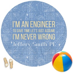 Engineer Quotes Round Beach Towel (Personalized)