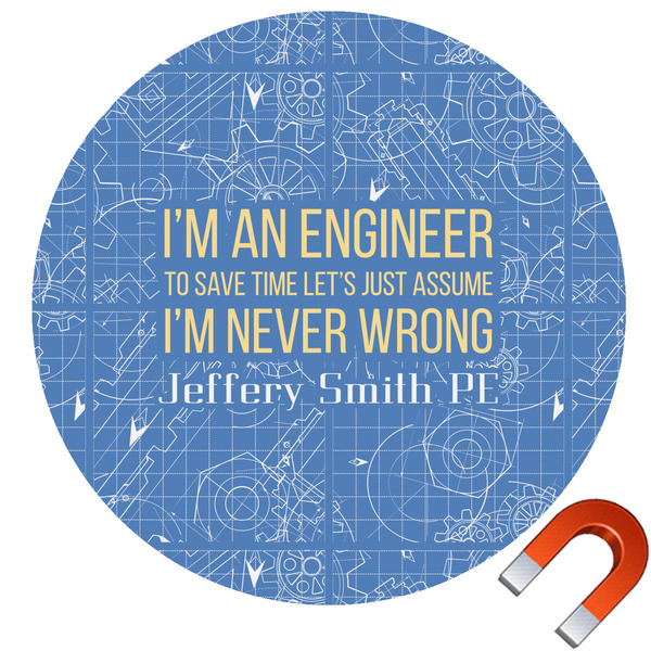 Custom Engineer Quotes Round Car Magnet - 10" (Personalized)