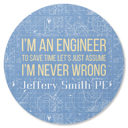 Engineer Quotes Round Rubber Backed Coaster (Personalized)