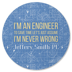 Engineer Quotes Round Rubber Backed Coaster (Personalized)