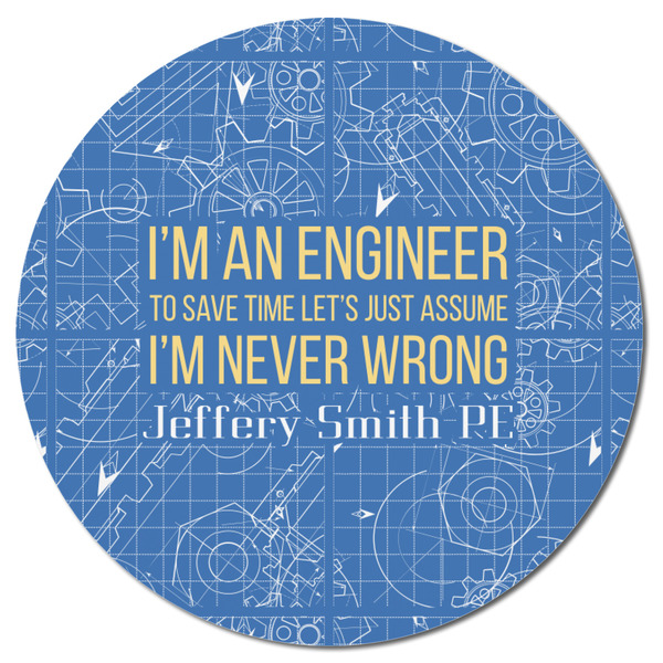 Engineer Quotes Round Fridge Magnet - FRONT