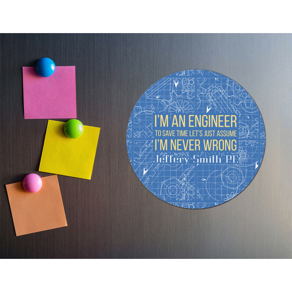 Engineer Quotes Round Fridge Magnet - LIFESTYLE