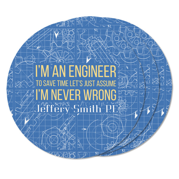 Engineer Quotes Round Fridge Magnet - THREE