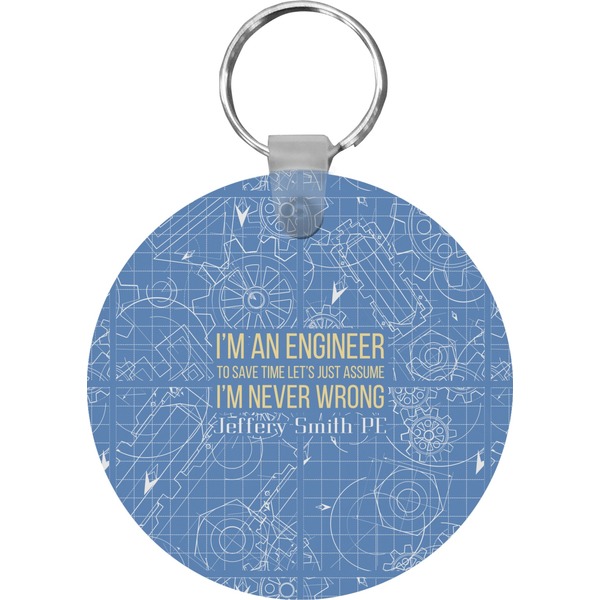 Custom Engineer Quotes Round Plastic Keychain (Personalized)