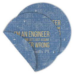 Engineer Quotes Round Linen Placemat - Double Sided - Set of 4 (Personalized)