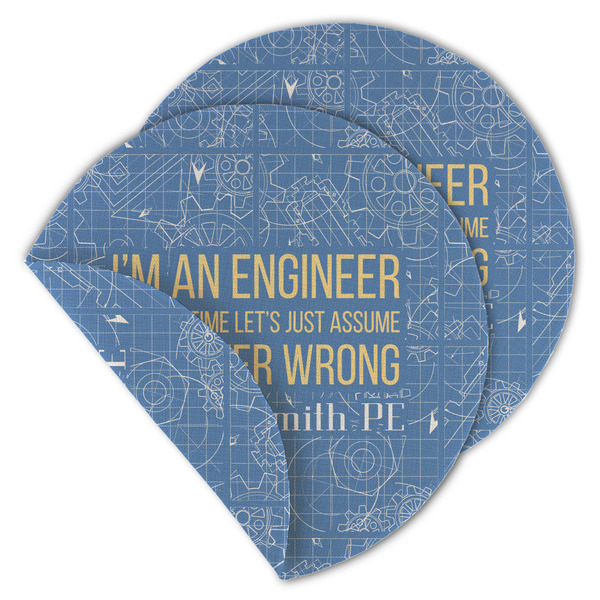 Custom Engineer Quotes Round Linen Placemat - Double Sided - Set of 4 (Personalized)