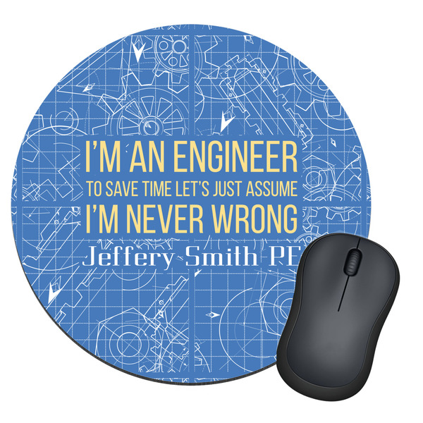 Custom Engineer Quotes Round Mouse Pad (Personalized)