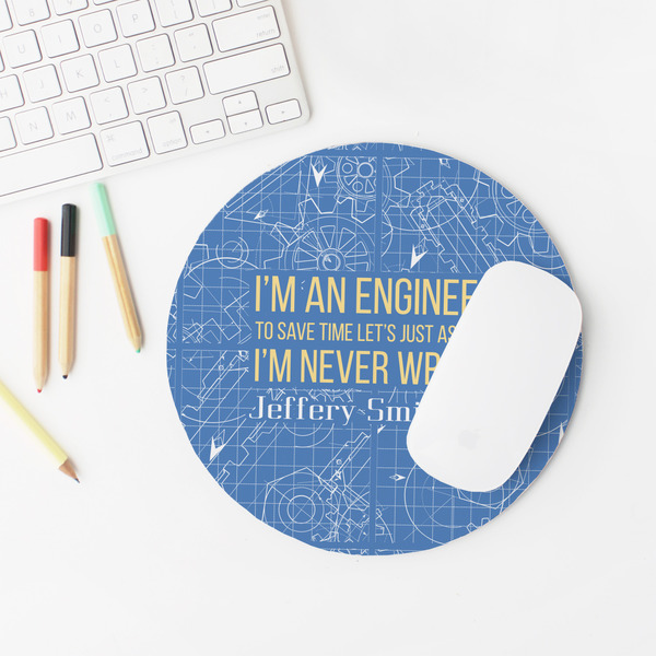 Engineer Quotes Round Mousepad - LIFESTYLE 2