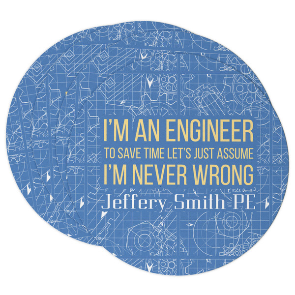 Custom Engineer Quotes Round Paper Coasters w/ Name or Text