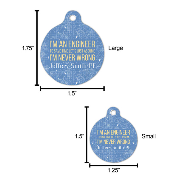 Engineer Quotes Round Pet ID Tag - Large - Comparison Scale