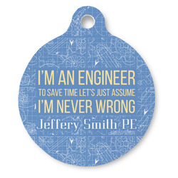 Engineer Quotes Round Pet ID Tag - Large (Personalized)