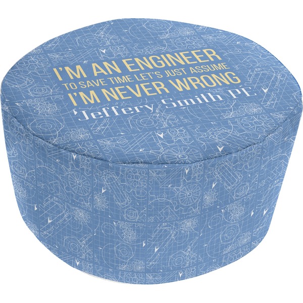 Custom Engineer Quotes Round Pouf Ottoman (Personalized)