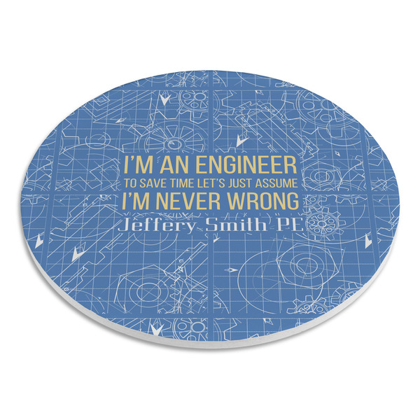 Engineer Quotes Round Stone Trivet - Angle View