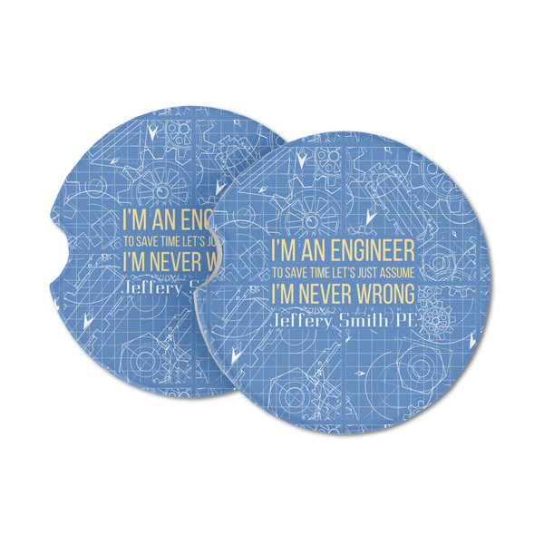 Custom Engineer Quotes Sandstone Car Coasters (Personalized)