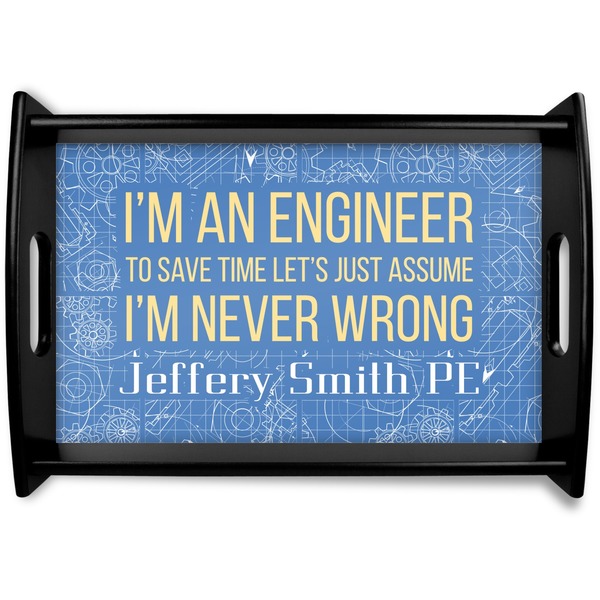 Custom Engineer Quotes Black Wooden Tray - Small (Personalized)