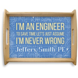 Engineer Quotes Natural Wooden Tray - Large (Personalized)