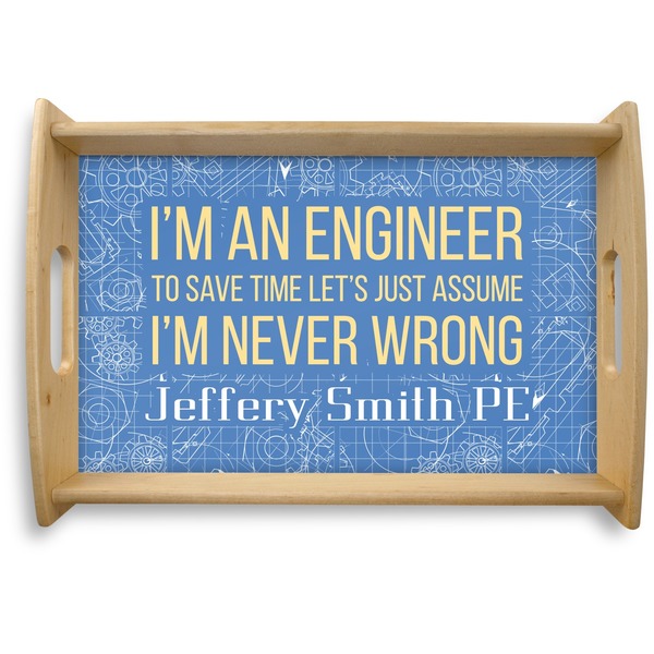 Custom Engineer Quotes Natural Wooden Tray - Small (Personalized)