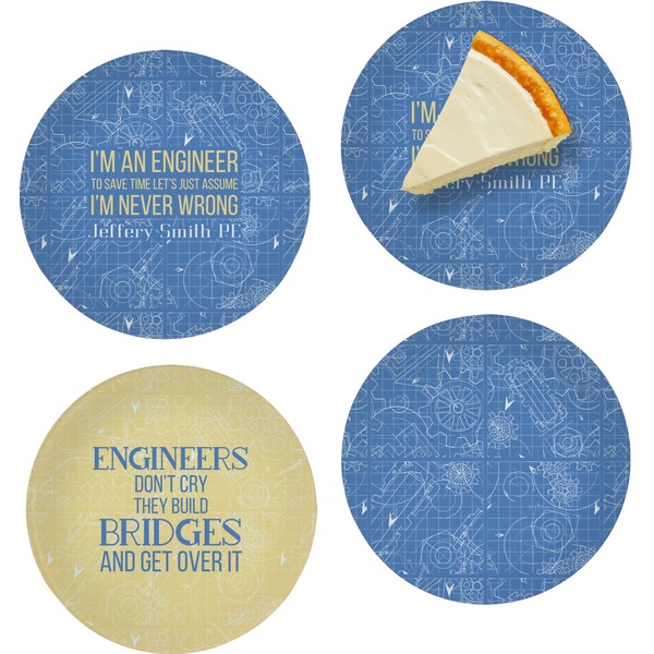 Custom Engineer Quotes Set of 4 Glass Appetizer / Dessert Plate 8" (Personalized)