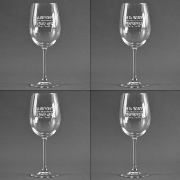 Engineer Quotes Set of Four Personalized Wineglasses (Approval)